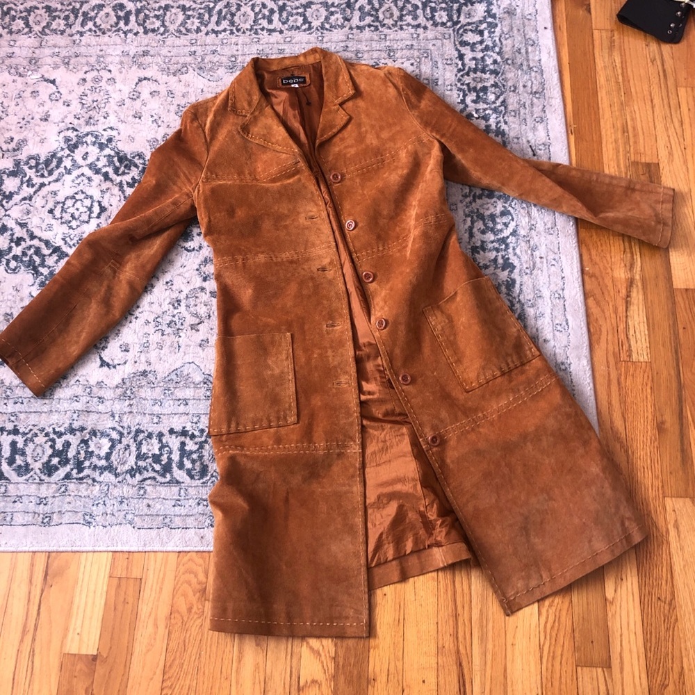 Bebe suede leather trench jacket coat